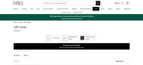 4. Marks & Spencer Gift Card