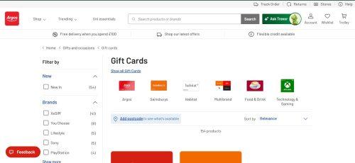 8. Argos Gift Card