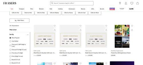 9. House of Fraser Gift Card