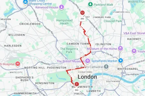 What Stops Are on the 390 Bus Route