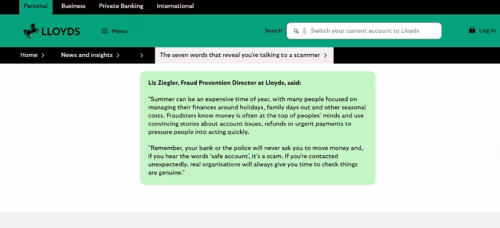 Lloyds Fraud Prevention Director Liz Ziegler warns